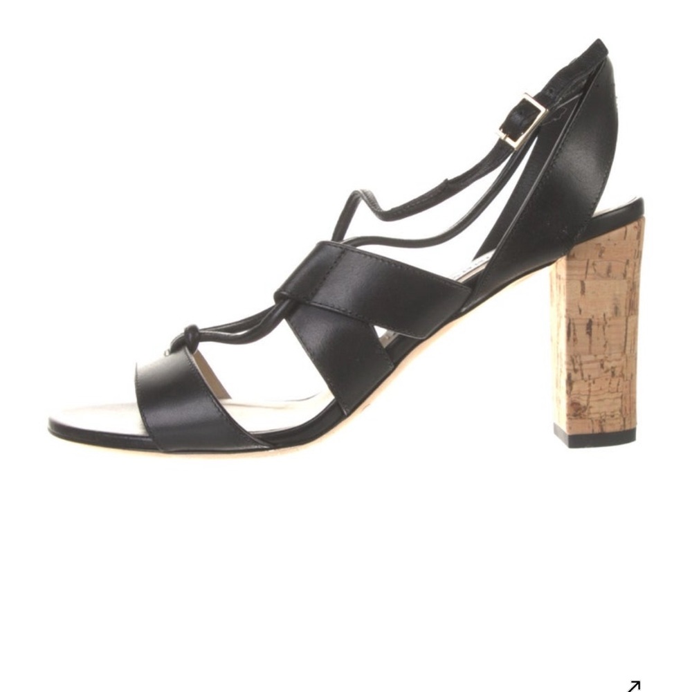 Jimmy Choo Black Strappy Heels with Cork Block Heel